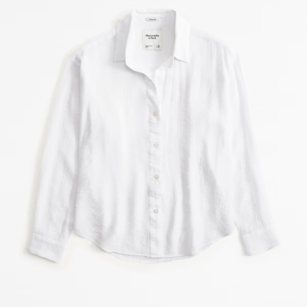 Abercrombie & Fitch White Oversized Button-Up Shirt